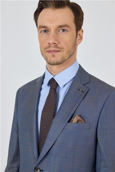 Mavi Mono Yaka Düz 2 Düğme Classic Yünlü Slim Fit Takım Elbise 1001250175