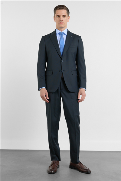 Lacivert Mono Yaka Esnek Bel 6 Drop Comfort Fit Tam Astar Esnek Takım Elbise 1001260151