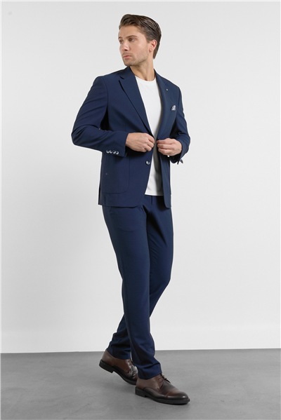 Lacivert Mono Yaka 6 Drop Slim Fit Esnek Takım Elbise 1001260157