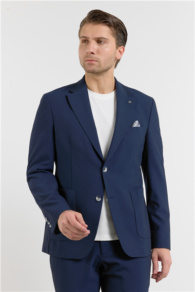 Lacivert Mono Yaka 6 Drop Slim Fit Esnek Takım Elbise 1001260157