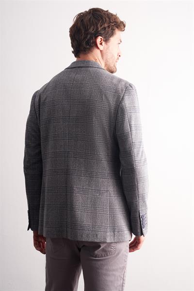 Lacivert Mono Yaka Ekose Desen Pamuklu 6 Drop Comfort Fit Classic Ceket 1002255152