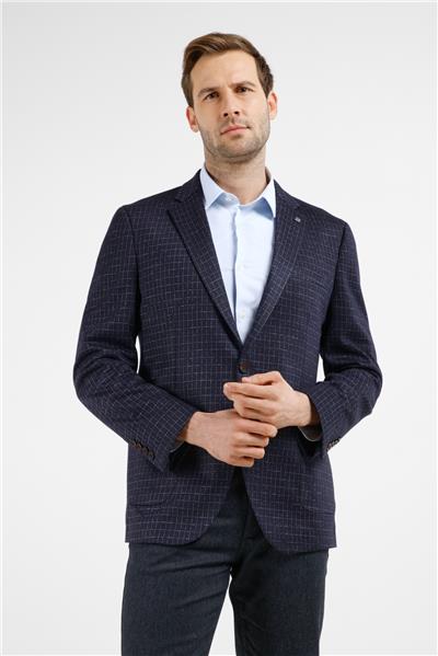 Lacivert Mono Yaka Kareli Desen Esnek 6 Drop Comfort Fit Classic Ceket 1002255153