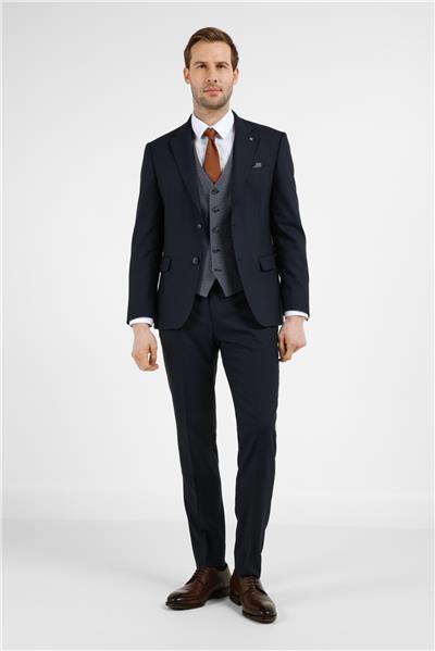 Lacivert Mono Yaka 6 Drop Slim Fit Tam Astar Esnek Takım Elbise 1001255173
