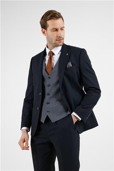 Lacivert Mono Yaka 6 Drop Slim Fit Tam Astar Esnek Takım Elbise 1001255173