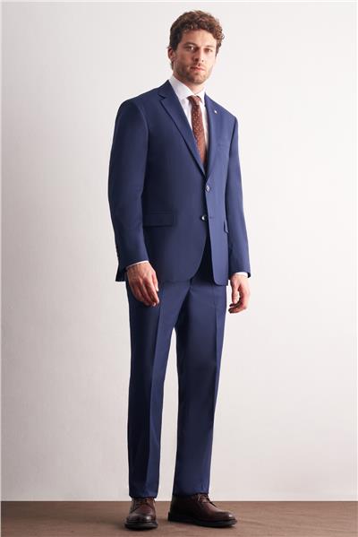 Lacivert Mono Yaka Kendinden Çizgili Desen Esnek 4 Drop Comfort Fit Classic Takım Elbise 1001255159