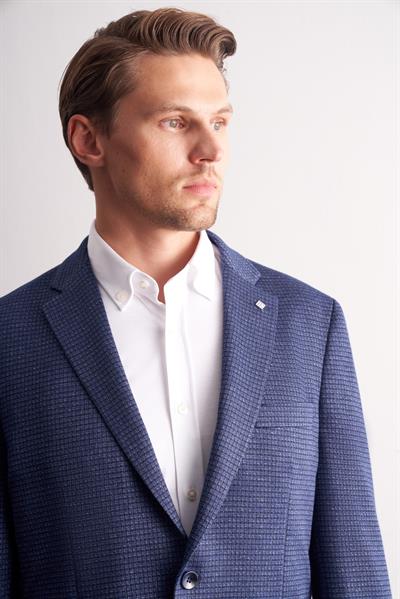 Lacivert Mono Yaka Kendinden Desenli Esnek 6 Drop Comfort Fit Classic Ceket 1002255154