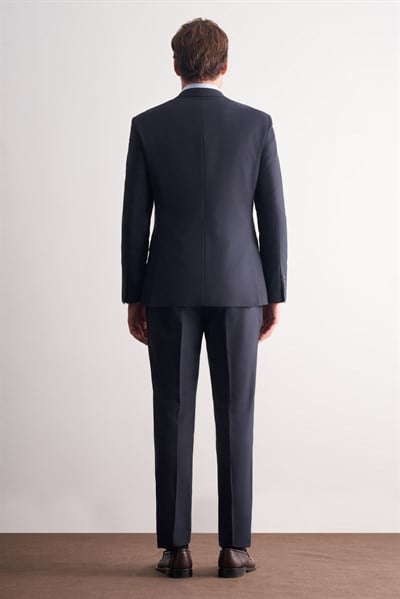 Lacivert Mono Yaka Yelekli 6 Drop Slim Fit Tam Astar Esnek Takım Elbise 1001260186