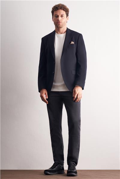 Lacivert Mono Yaka Yünlü 6 Drop Comfort Fit Classic Ceket 1002255150