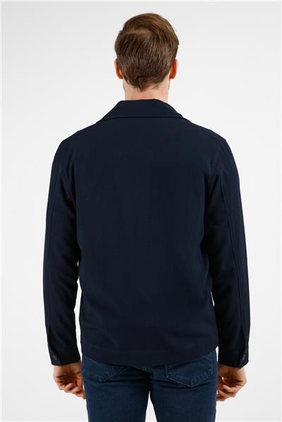 Lacivert Polo Yaka Düz Yırtmaçsız Esnek Casual Mont 1007255150