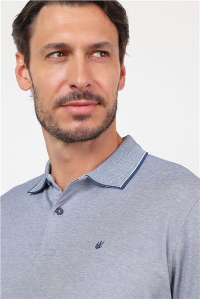 Lacivert Polo Yaka Kısa Kol Cepsiz Comfort Fit Pamuklu Tişört 1011260153