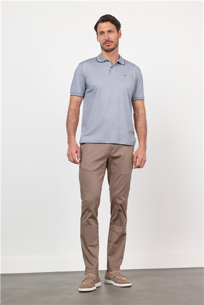 Lacivert Polo Yaka Kısa Kol Cepsiz Comfort Fit Pamuklu Tişört 1011260153