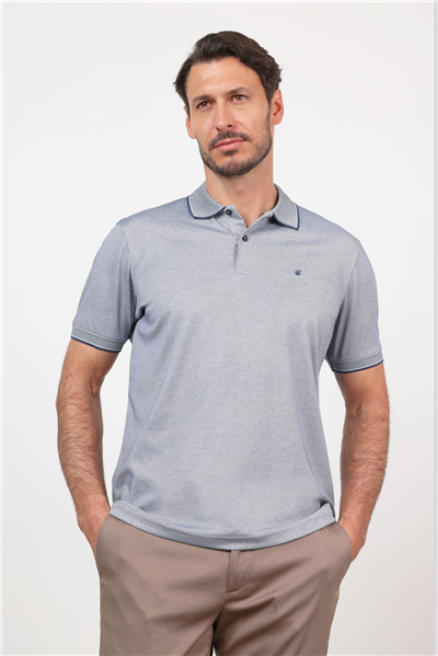 Lacivert Polo Yaka Kısa Kol Cepsiz Comfort Fit Pamuklu Tişört 1011260153