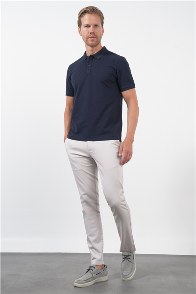Lacivert Polo Yaka Pike Kısa Kol Slim Fit Pamuklu Tişört 1011260170