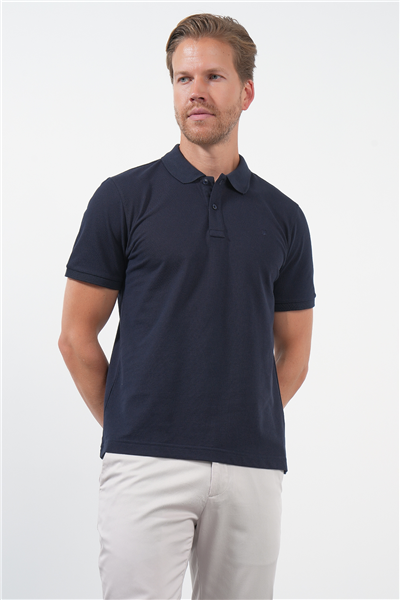 Lacivert Polo Yaka Pike Kısa Kol Slim Fit Pamuklu Tişört 1011260170