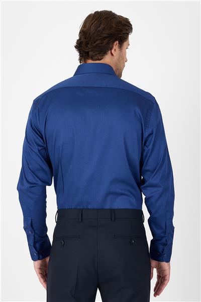 Lacivert Sert Yaka Düz Classic %100 Pamuk Comfort Fit Gömlek 1004250323