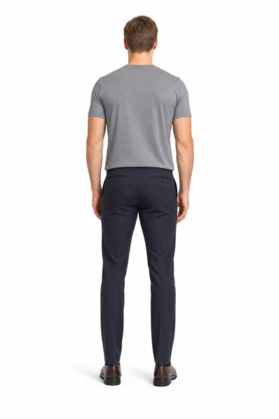 Lacivert Yan Cep Açık Paça Kendinden Desenli Slim Fit  Pantolon 1003255152