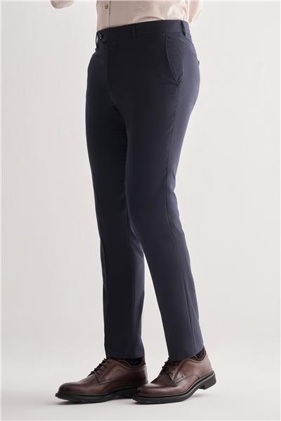 Lacivert Yan Cep Açık Paça Kendinden Desenli Slim Fit  Pantolon 1003255152