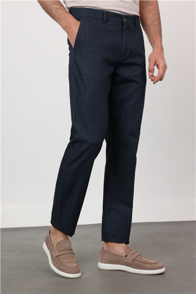 Lacivert Yan Cep Comfort Fit Pamuklu Chino Pantolon 1003260211