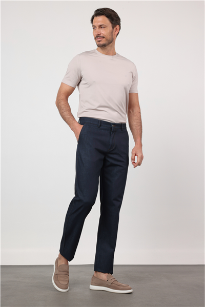 Lacivert Yan Cep Comfort Fit Pamuklu Chino Pantolon 1003260211