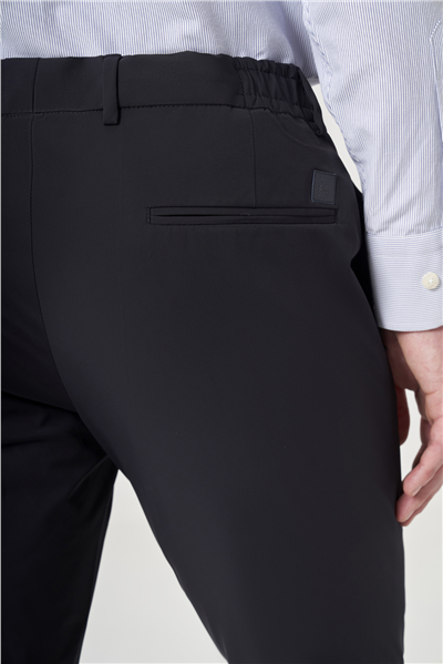 Lacivert Yan Cep Düz Paça Örme Lastikli Slim Fit Beli Lastikli Jogger Pantolon 1003260164