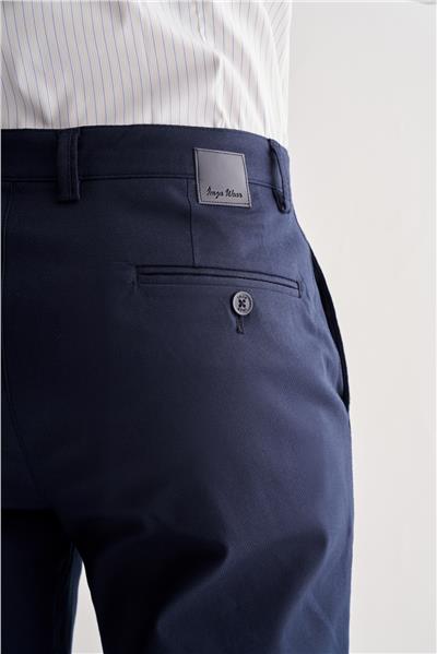 Lacivert Yan Cep Düz Paça Pamuklu Comfort Fit Chino Casual Pantolon 1003255167