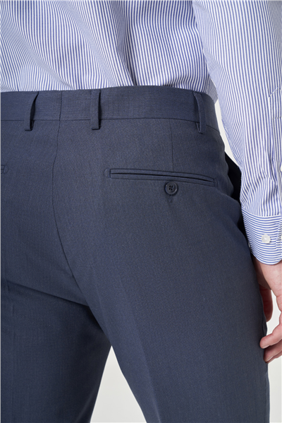 Lacivert Yan Cep Filafil Desen Slim Fit Esnek Pantolon 1003260152