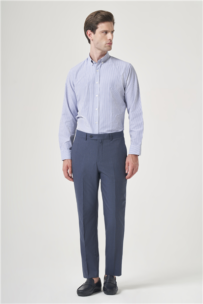 Lacivert Yan Cep Filafil Desen Slim Fit Esnek Pantolon 1003260152