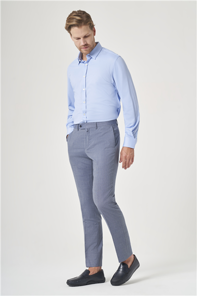 Lacivert Yan Cep Filafil Desen Slim Fit Esnek Pantolon 1003260152