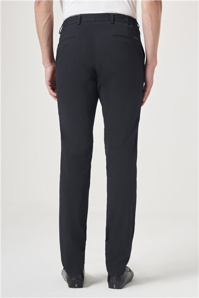 Lacivert Yan Cep Kendinden Desenli Gofreli Jogger Slim Fit Esnek Pantolon 1003260177