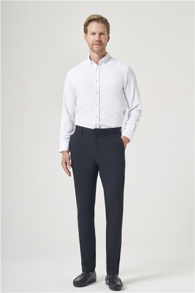 Lacivert Yan Cep Slim Fit Esnek Chino Pantolon 1003260154