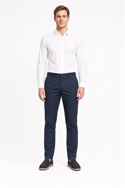Lacivert Yan Cep Slim Fit Pamuklu Chino Pantolon 1003260168