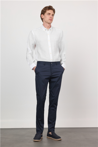 Lacivert Yan Cep Slim Fit Pamuklu Chino Pantolon 1003260168