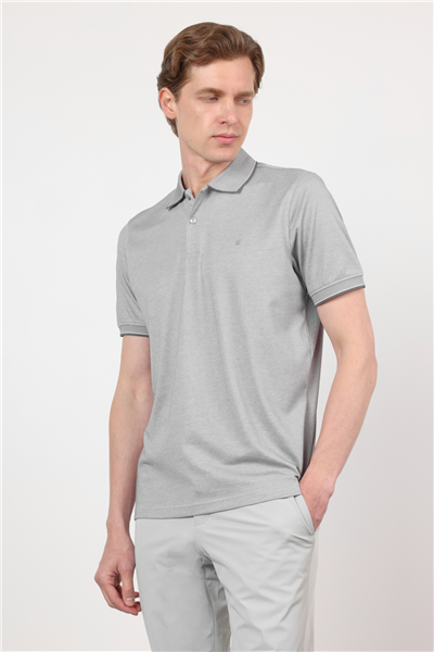 Lila Polo Yaka Kısa Kol Cepsiz Comfort Fit Pamuklu Tişört 1011260153
