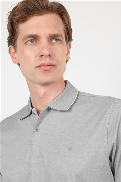 Lila Polo Yaka Kısa Kol Cepsiz Comfort Fit Pamuklu Tişört 1011260153