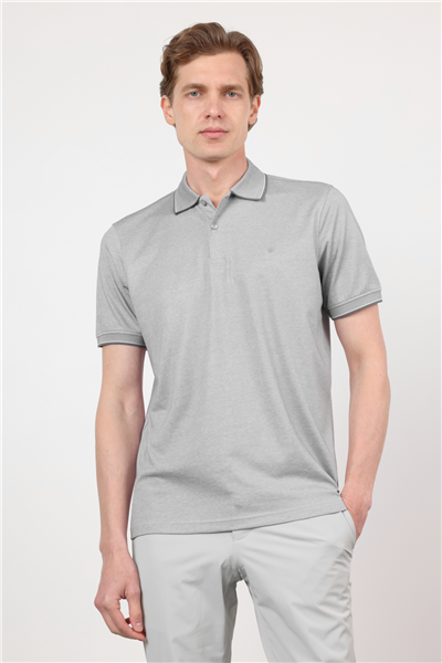 Lila Polo Yaka Kısa Kol Cepsiz Comfort Fit Pamuklu Tişört 1011260153