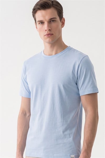 Mavi Bisiklet Yaka Kısa Kol Slim Fit Pamuklu Tişört 1011265166