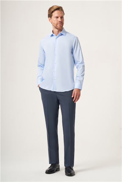 Mavi İtalyan Yaka Slim Fit Kolay Ütü Pamuklu Gömlek 1004265269