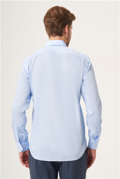 Mavi İtalyan Yaka Slim Fit Kolay Ütü Pamuklu Gömlek 1004265269