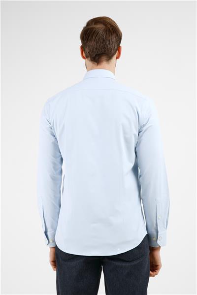 Kendinden Desenli Sert Yaka Uzun Kol Cepsiz Slim Fit Pamuklu Gömlek 1004255229