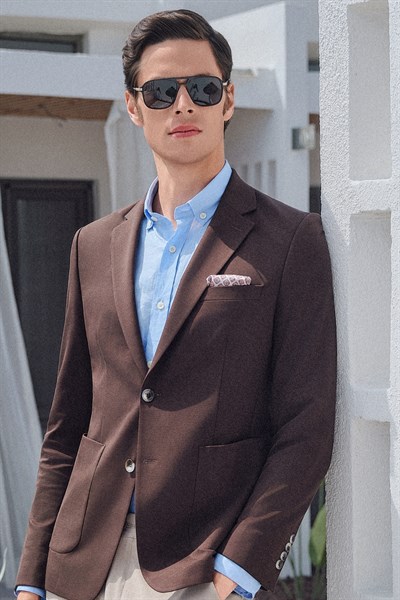 Keten Düğmeli Yaka Uzun Kol Cepsiz Slim Fit %100 Keten Gömlek 1004260161
