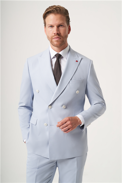 Mavi Kırlangıç Yaka Kruvaze 6 Drop Slim Fit Tam Astar Esnek Takım Elbise 1001260902