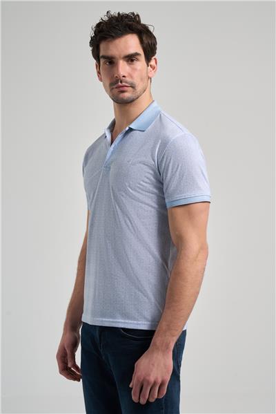 Mavi Kısa Kol Baskılı Pike Polo Yaka Cepsiz esnek Casual Slim Fit Tişört 1011250150