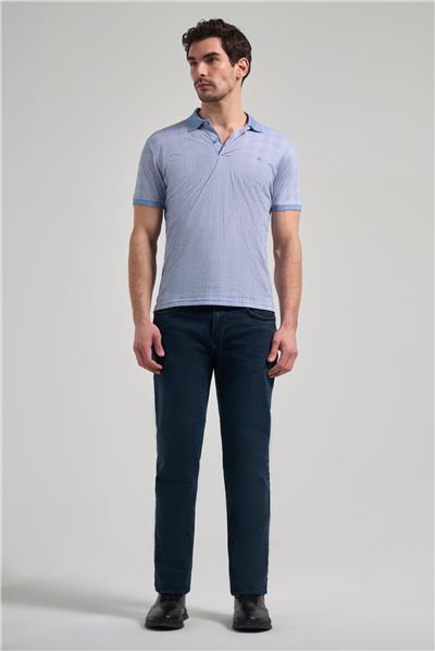 Mavi Kısa Kol Baskılı Pike Polo Yaka Cepsiz esnek Casual Slim Fit Tişört 1011250150