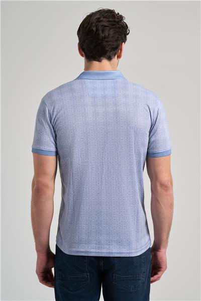 Mavi Kısa Kol Baskılı Pike Polo Yaka Cepsiz esnek Casual Slim Fit Tişört 1011250150