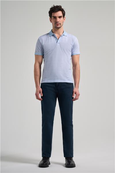 Mavi Kısa Kol Baskılı Pike Polo Yaka Cepsiz esnek Casual Slim Fit Tişört 1011250150