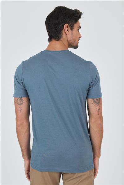 Mavi Kısa Kol Bisiklet Yaka Cepsiz Pamuk Casual Slim Fit Tişört 1011250158