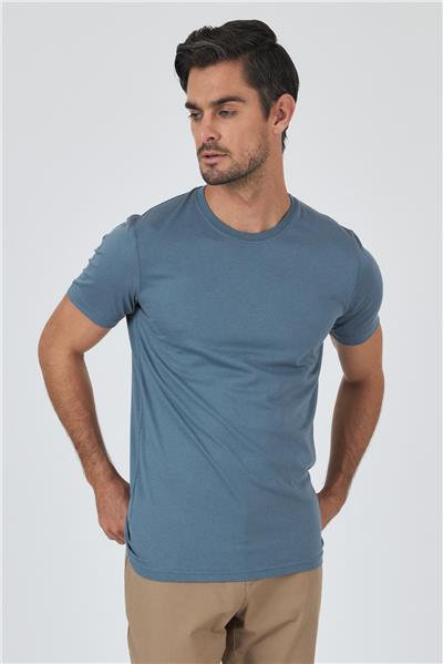 Mavi Kısa Kol Bisiklet Yaka Cepsiz Pamuk Casual Slim Fit Tişört 1011250158