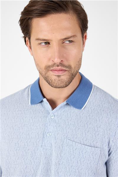 Mavi Kısa Kol Polo Yaka Cepli Classic Standart Beden Tişört 1011250171