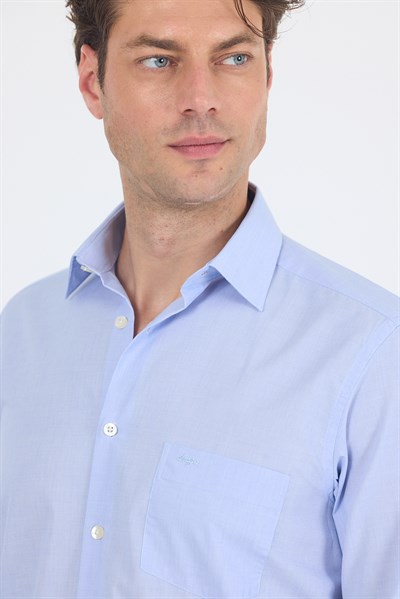 Mavi Klasik Yaka Uzun Kol Cepli Comfort Fit Basic Pamuklu Gömlek 1004255002
