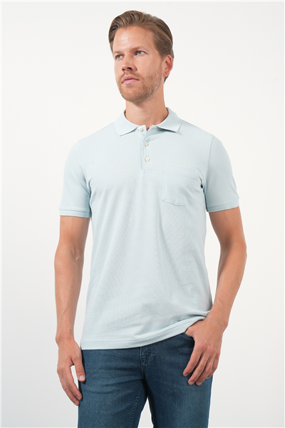 Mavi Polo Yaka Kısa Kol Cepli Comfort Fit Pamuklu Tişört 1011260155